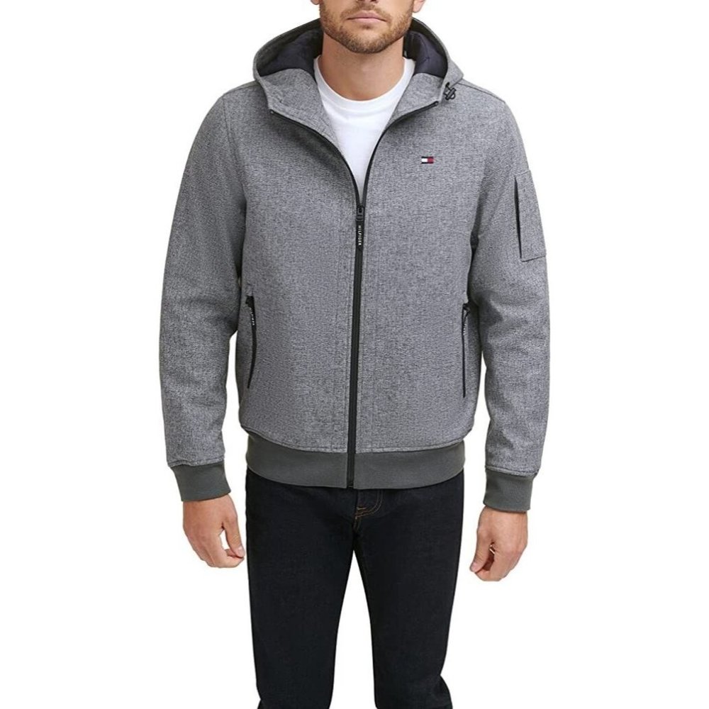 TOMMY HILFIGER Men's Water / Wind Resistant Bomber Coat SIZE SMALL Gray NWT